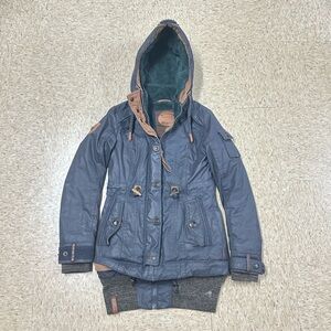 Naketano Hooded Parka style Faux Fur Lined Jacket Women’s Small Long Sleeve